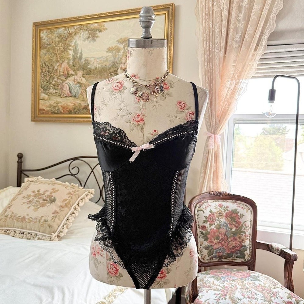 black lace teddy  Nan Flower medium black lace teddy